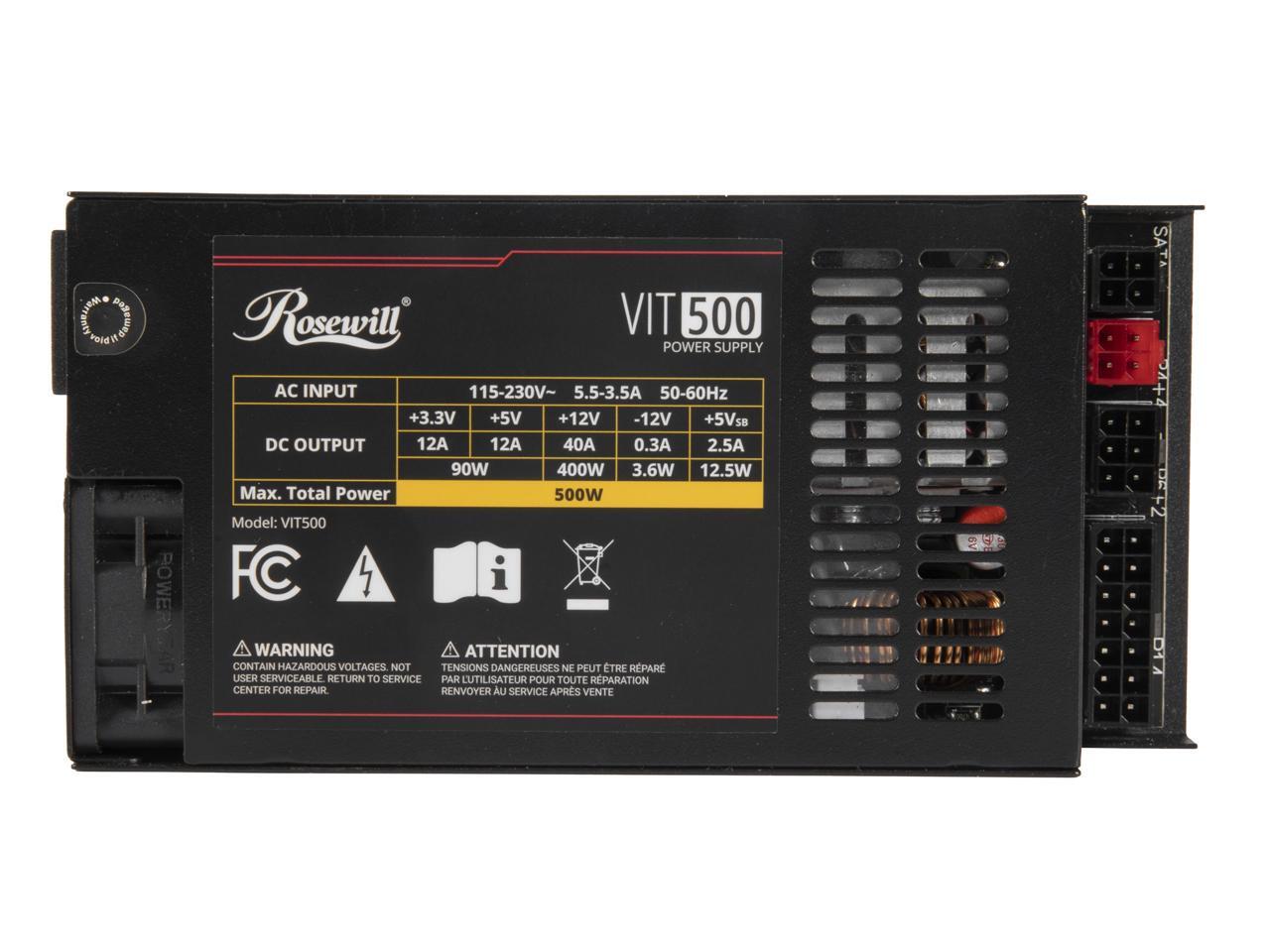 Rosewill VIT 500W, Mini ITX/Fl - Atx Power Supply 1U Flex 500W recension och pris