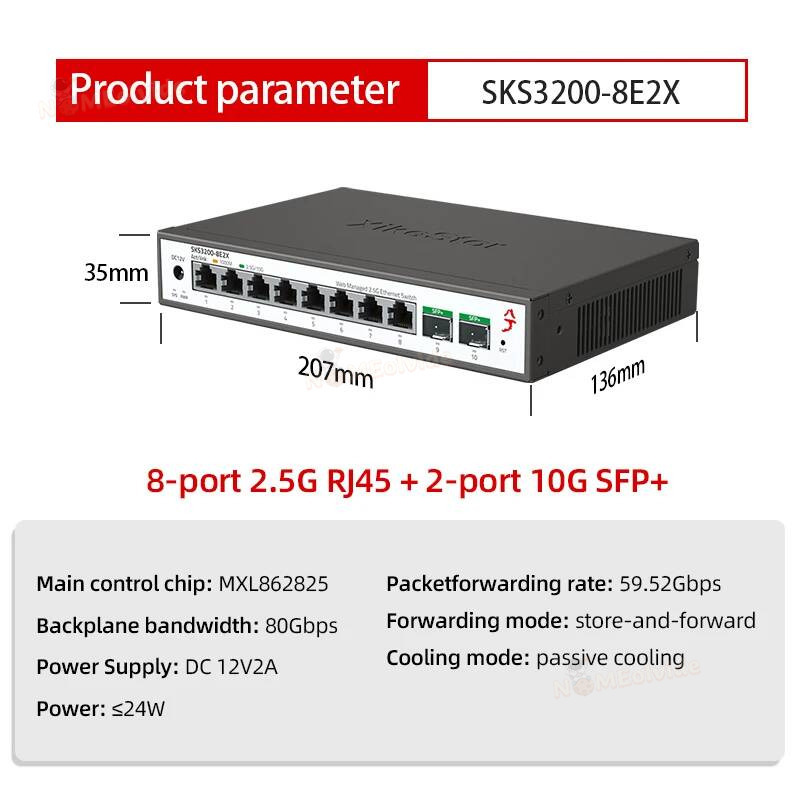 Xikestor SKS1200 Switch Simple - Sfp+ 10G Managed Switch 8 Port recension och pris